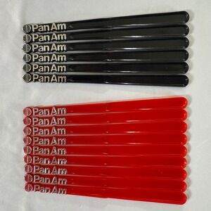 Vintage Pan Am Swizzle Sticks Lot of 15 Black Red Mid-Century Barware